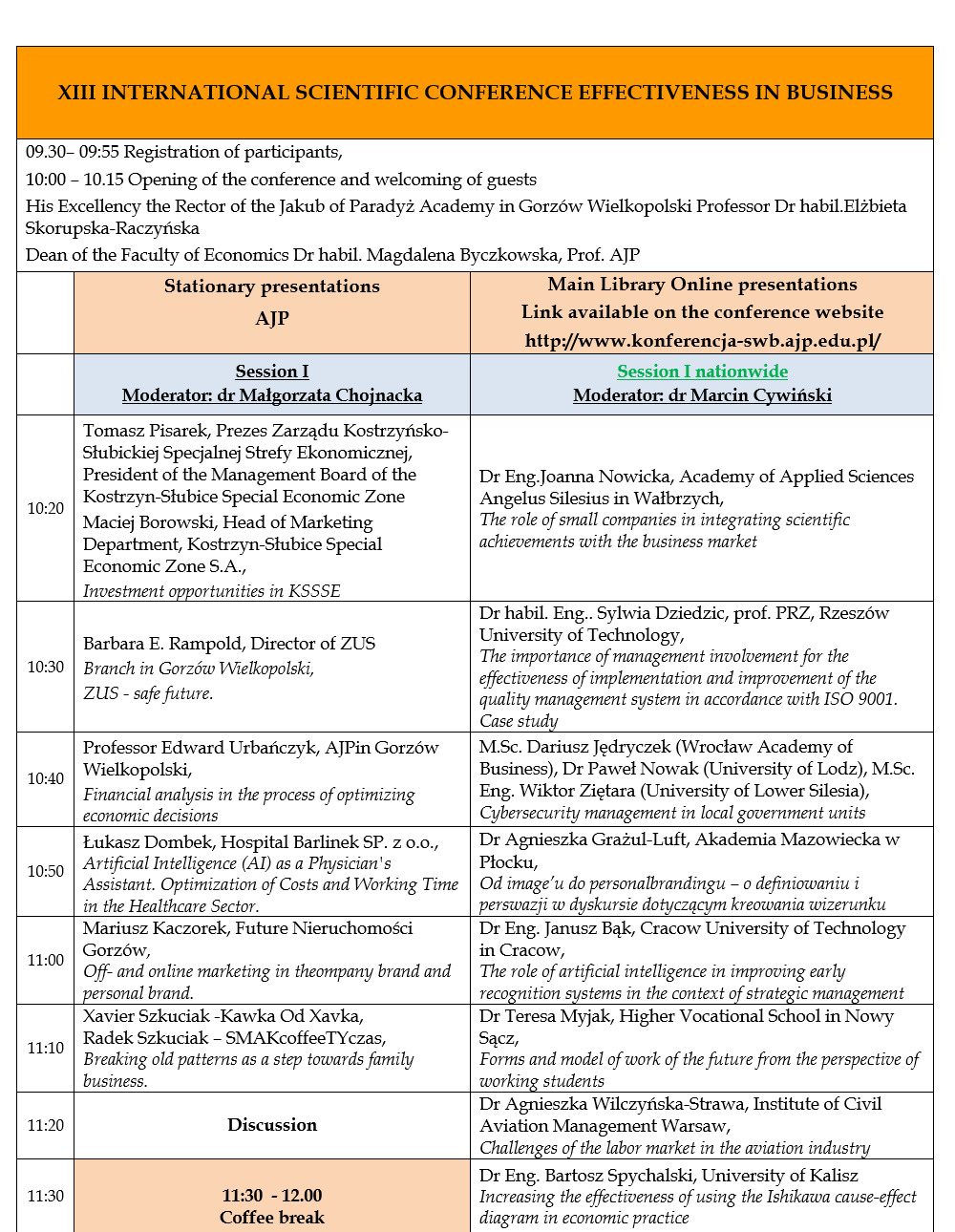 Business Effectiveness 2024 - conference program